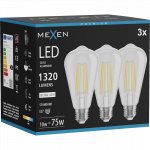 Mexen Vintis 3x LED siūlelių lemputė E27, ST64, 10W, Neutrali - 4000K, 1320 lm, skaidri - L152-E27-1040-00x03