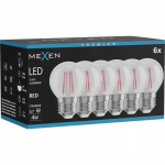 Mexen Vintis 6x LED filamento lemputė E27, G45, 4W, 55 lm, raudona - L156-E27-04XX-45x06