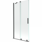Mexen Velar dviejų dalių stumdomas vonios ekranas 95 x 150 cm, permatomas, &scaron;lifuotas ginklų pilkas - 896-095-000-01-66