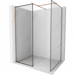 Mexen Kioto du&scaron;o sienelė Walk-in 110 x 70 cm, juodas rėmas, rožinis auksas - 800-110-202-60-70-070