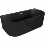 Mexen Sella laisvai stovinti &scaron;alia sienos vonia su grioveliais 150 x 75 cm, matinė juoda, &scaron;lifuotas nikelis - 52711507571-97