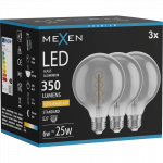Mexen Vintis 3x Lemputė spiralė LED E27, G95, 6W, &Scaron;ilta - 2200K, 350 lm, dūminė - L167-E27-0622-70x03