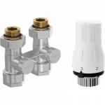 Mexen G02 dviejų vamzdžių DN50 termostatinis komplektas, tiesus 1/2"x16 mm, nikelis - W912-016-928-01