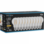 Mexen Vintis 10x lemputė LED gijų su E27, A60, 4W, &scaron;iltai balta - 2200K, 470 lm, skaidri - L150-E27-0422-00x10