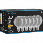 Mexen Vintis 6x siūlo formos LED lemputė E27, G95, 4W, &Scaron;ilta - 2200K, 280 lm, dūminė - L157-E27-0422-70x06