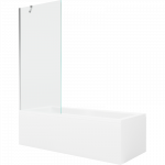 Mexen Cubik stačiakampė vonia 170 x 70 cm su apdaila ir 1-durų pertvara 80 cm, permatoma, chromas - 550317070X9508000001