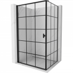 Mexen Mist-B du&scaron;o kabina su varstomomis durimis, kairė 80 x 110 cm, juodos grotelės, juoda - 8A2T-080-110-70-77-L