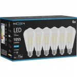 Mexen Vintis 6x LED kaitinamųjų elementų lemputė E27, ST64, 8W, &Scaron;alta - 6500K, 1055 lm, skaidri - L152-E27-0865-00x06