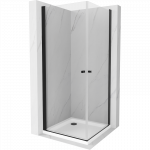Mexen Pretoria Dvie&scaron;lietis du&scaron;o kabina 80 x 80 cm, skaidrus, juodas + du&scaron;o padėklas Flat - 852-080-080-70-02-4010B