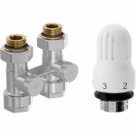 Mexen G04 dviejų vamzdžių termostatinių vožtuvų komplektas DN50, tiesus 1/2"x16 mm, nikelis - W912-016-948-01