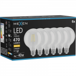 Mexen Vintis 6x LED E27 siūlo lemputė, G95, 4W, &Scaron;ilta - 2700K, 470 lm, skaidri - L157-E27-0427-00x06
