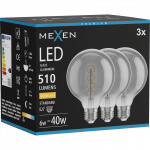 Mexen Vintis 3x LED spiralės kaitinamoji lempa E27, G95, 6W, &Scaron;ilta - 2700K, 510 lm, smoke - L167-E27-0627-70x03
