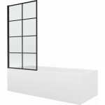 Mexen Vega stačiakampė vonia 160 x 70 cm su apdaila ir 1-durų sienele 80 cm, juodas ra&scaron;tas - 550116070X9308017077