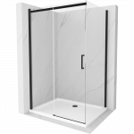 Mexen Omega stumdomas du&scaron;o kabina 100 x 90 cm, permatoma, juoda + lėk&scaron;tė Flat, balta - 825-100-090-70-00-4010B
