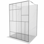 Mexen Kioto laisvai stovinti du&scaron;o pertvara 140 x 200 cm, juodas ra&scaron;tas 8 mm, chromas - 800-140-002-01-78