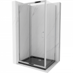Mexen Apia stumdoma du&scaron;o kabina 140 x 90 cm, skaidri, chromuota + Flat juodos spalvos padėklas - 840-140-090-01-00-4070