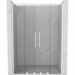 Mexen Velar L Duo slankiojančios du&scaron;o durys 150 cm, skaidrios, baltos - 871-150-003-02-20