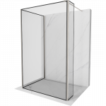 Mexen Kioto du&scaron;o sienelė Walk-in 100 x 90 x 40 cm, juodas rėmas, &scaron;lifuotas nikelis - 800-100-090-221-97-70-040
