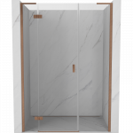 Mexen Mist-H L kairiosios pusės du&scaron;o durys 160 cm, skaidrios, &scaron;lifuotas varis - 8A5L-160-001-65-00-L