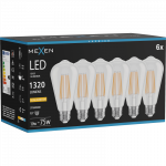 Mexen Vintis 6x lemputė filament LED E27, ST64, 10W, &Scaron;ilta - 2200K, 1320 lm, skaidri - L152-E27-1022-00x06