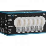 Mexen Vintis 6x LED filamentinė lemputė E27, G45, 4W, 55 lm, oranžinė - L156-E27-04XX-48x06