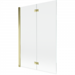 Mexen Mist vonios kambario durys, 2-sparnuotos, kairiosios, 120 x 150 cm, permatomos, auksinės - 8A9-120-002-50-00-L