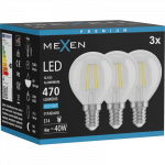 Mexen Vintis 3x LED kaitinamosios siūlelio lemputės E14, G45, 4W, &Scaron;alta - 6500K, 470 lm, skaidri - L156-E14-0465-00x03