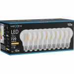 Mexen Vintis 10x LED kaitinamosios lempos E27, A60, 6W, &Scaron;ilta - 2200K, 720 lm, skaidri - L150-E27-0622-00x10