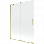 Mexen Velar dviejų dalių stumdomas vonios ekranas 130 x 150 cm, skaidrus, auksinis &scaron;lifuotas - 896-130-000-01-55