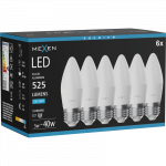 Mexen Nova 6x LED lemputė E27, C37, 5W, &Scaron;alta - 6500K, 525 lm - L102-E27-0565-01x06