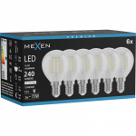 Mexen Vintis 6x Gijų LED lemputė E14, G45, 2W, Neutrali - 4000K, 240 lm, skaidri - L156-E14-0240-00x06