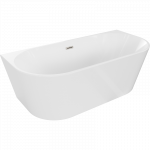 Mexen Oval laisvai pastatoma vonia prie sienos 140 x 75 cm, balta, &scaron;epečiu valytas nikelis - 52671407500-97