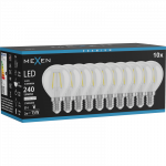 Mexen Vintis 10x lemputė filamentinė LED E14, G45, 2W, Neutrali - 4000K, 240 lm, skaidri - L156-E14-0240-00x10