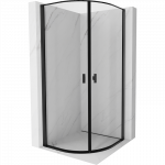 Mexen Mist pusapvalė du&scaron;o kabina su varstomomis durimis 70 x 70 cm, juodas rėmelis, juoda - 8A31-070-070-70-70