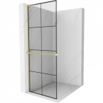 Mexen Kioto+ L du&scaron;o sienelė su lentyna Walk-in 90 x 200 cm, juodas tinklelis, auksinis &scaron;lifuotas - 800-090-123-55-77