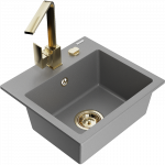 Mexen Milo granitinė virtuvinė plautuvė su mai&scaron;ytuvu Rita, pilka - 6505-71-670300-50