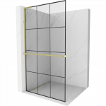Mexen Kioto+ L du&scaron;o sienelė su lentyna Walk-in 100 x 200 cm, juodas tinklas, auksinis &scaron;lifuotas - 800-100-123-55-77