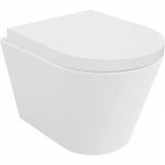 Mexen Rico pakabinamas WC puodas Rimless su lėtai nusileidžiančiu kietu dangčiu, duroplast, blizgus baltas - 30720200