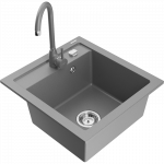 Mexen Vito granitinė vienos kameros virtuvinė plautuvė su Telma mai&scaron;ytuvu, pilka - 6503-71-670200-71