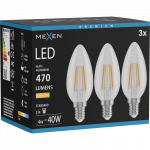 Mexen Vintis 3x LED siūlelio lemputė E14, C35, 4W, &Scaron;ilta - 2700K, 470 lm, skaidri - L154-E14-0427-00x03