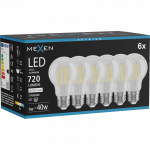 Mexen Vintis 6x LED gijų lemputė E27, A60, 6W, Neutrali - 4000K, 720 lm, skaidri - L150-E27-0640-00x06