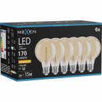 Mexen Vintis 6x LED siūlo spiralė lemputė E27, G80, 2W, &Scaron;ilta - 2200K, 170 lm, gintarinė - L165-E27-0222-50x06