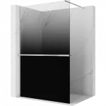 Mexen Kioto+ du&scaron;o sienelė su lentyna Walk-in 70 x 200 cm, ombre juoda 8 mm, chromas - 800-070-121-01-76