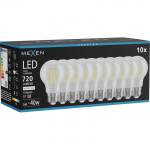 Mexen Vintis 10x kaitinamoji LED lemputė E27, A60, 6W, Neutrali - 4000K, 720 lm, skaidrus - L150-E27-0640-00x10