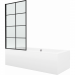 Mexen Cube stačiakampė vonia 180 x 80 cm su apdaila ir vieno sparno ekranu 70 cm, juodas ra&scaron;tas fix - 550518080X9307007077