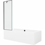 Mexen Cube stačiakampė vonia 170 x 80 cm su apvalkalu ir 1 durų pertvara 60 cm, juodas ra&scaron;tas - 550517080X9506007070