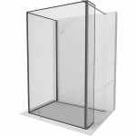 Mexen Kioto du&scaron;o pertvara Walk-in 100 x 70 x 30 cm, juodas rėmas, ginklų pilkos spalvos &scaron;lifuota - 800-100-070-221-66-70-030