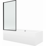 Mexen Cube stačiakampė vonia 180 x 80 cm su apdaila ir vieno sparno 70 cm ekranu, juodas ra&scaron;tas - 550518080X9307017070