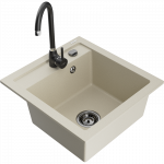 Mexen Vito vienos dalies granito kriauklė su Telma virtuvine mai&scaron;ytuve, smėlio spalvos - 6503-69-670200-70