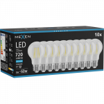 Mexen Vintis 10x LED gijų lemputė E27, A60, 6W, &scaron;alta - 6500K, 720 lm, skaidri - L150-E27-0665-00x10